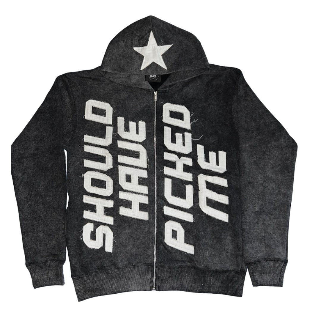 'SHOULD HAVE PICKED ME' CHARCOAL BLACK HOODIE