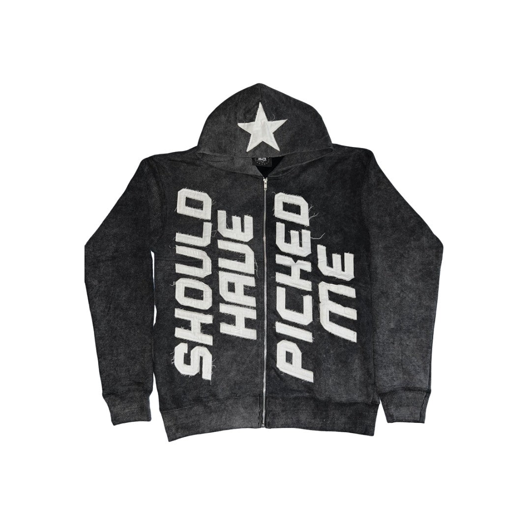 'SHOULD HAVE PICKED ME' CHARCOAL BLACK HOODIE